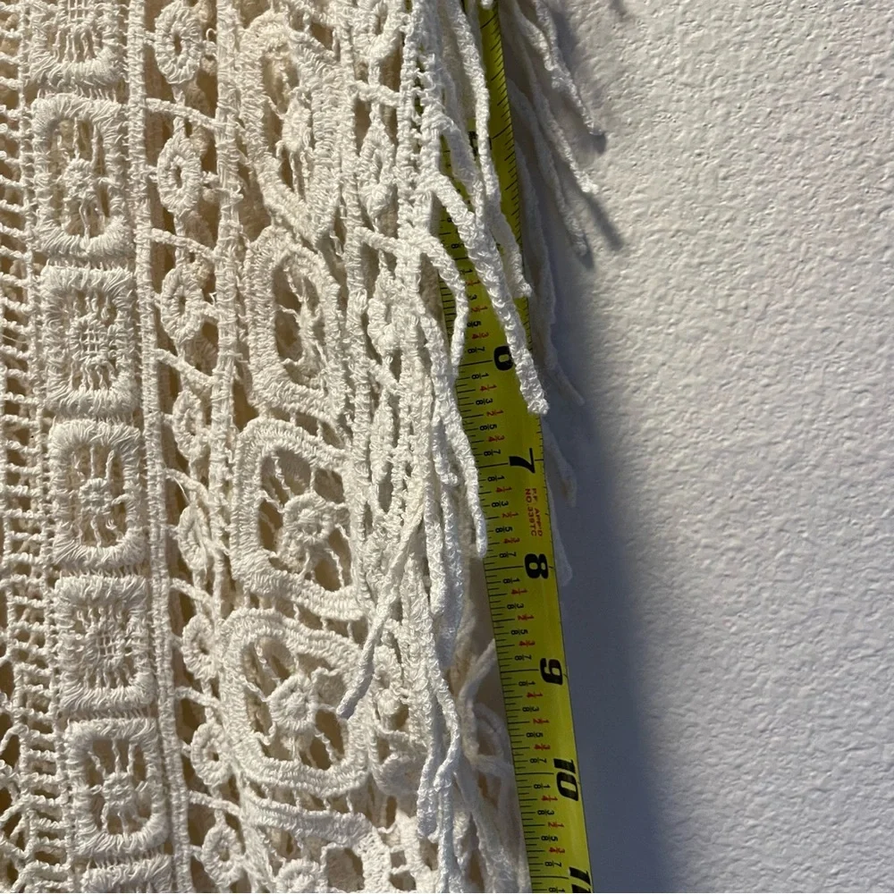 Mauricies Womens Sheer Crochet Lace Blouse Fridge White Floral Top Size S